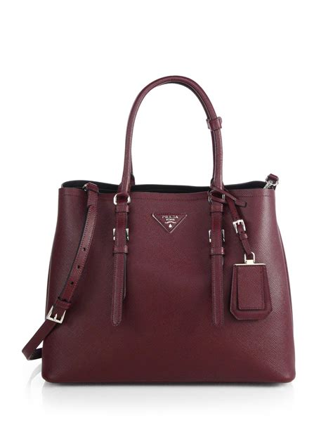 prada saffiano cuir double bag red|Altro.